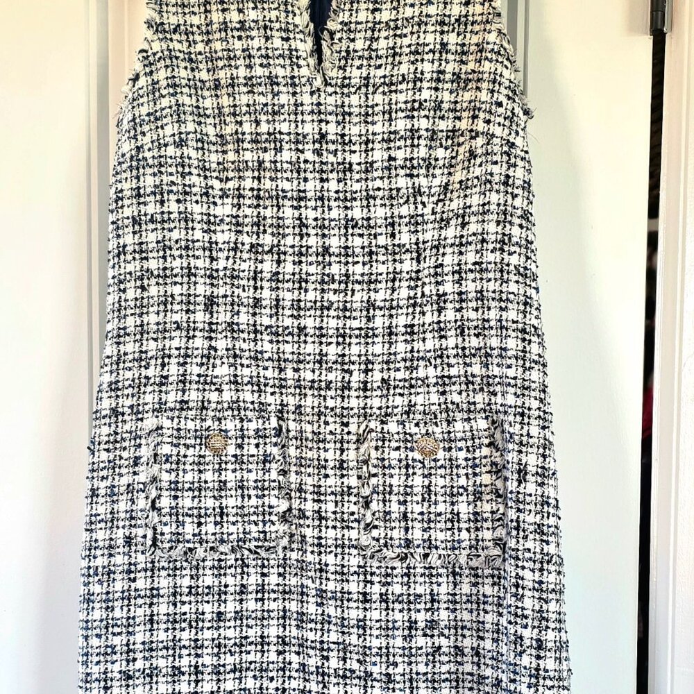 Karl Lagerfield houndstooth navy and white dress